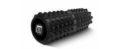 Масажний ролик EasyFit Grid Roller v1.2 з заглушками, Довжина 33 см, Діаметр 13 см, Піна EVA з 3D масажною поверхнею, для йоги, фітнесу, та реабілітації, Чорний