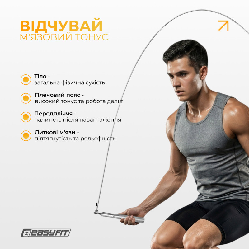 Скоростная скакалка EasyFit Aluminium, Длина 3 м, Сталь, Алюминий, Серый