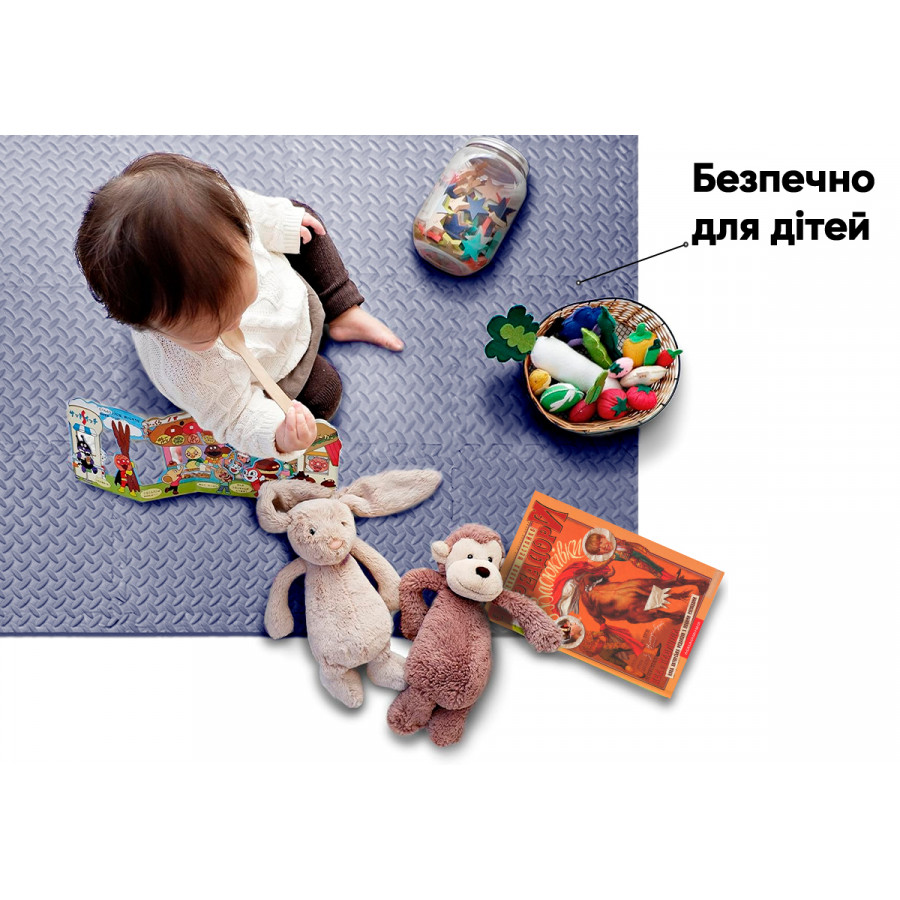 Татами мат EasyFit 8 шт (30х30х1 см) ласточкин хвост синий