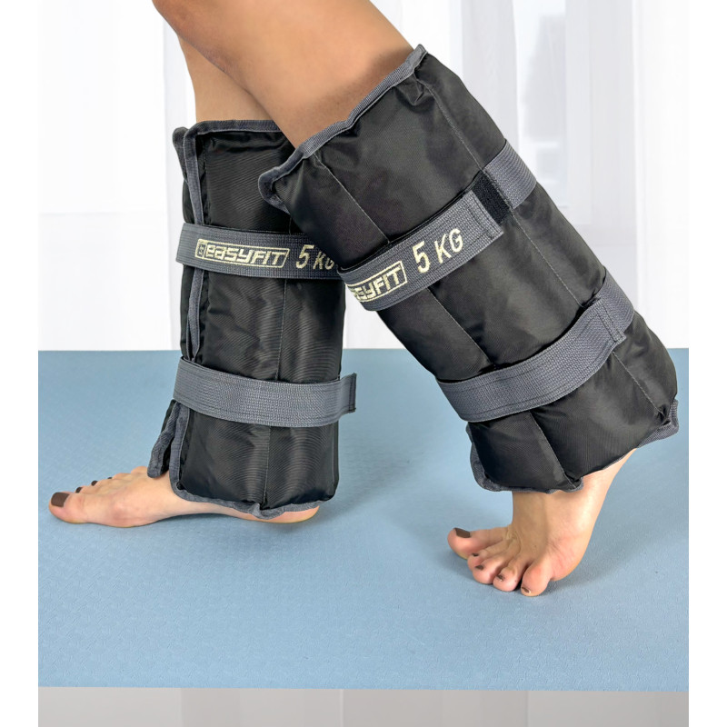 Обтяжувачі для ніг і рук EasyFit (пара), Вага 5 кг, Оксфорд, Пісок, Чорно-сірий