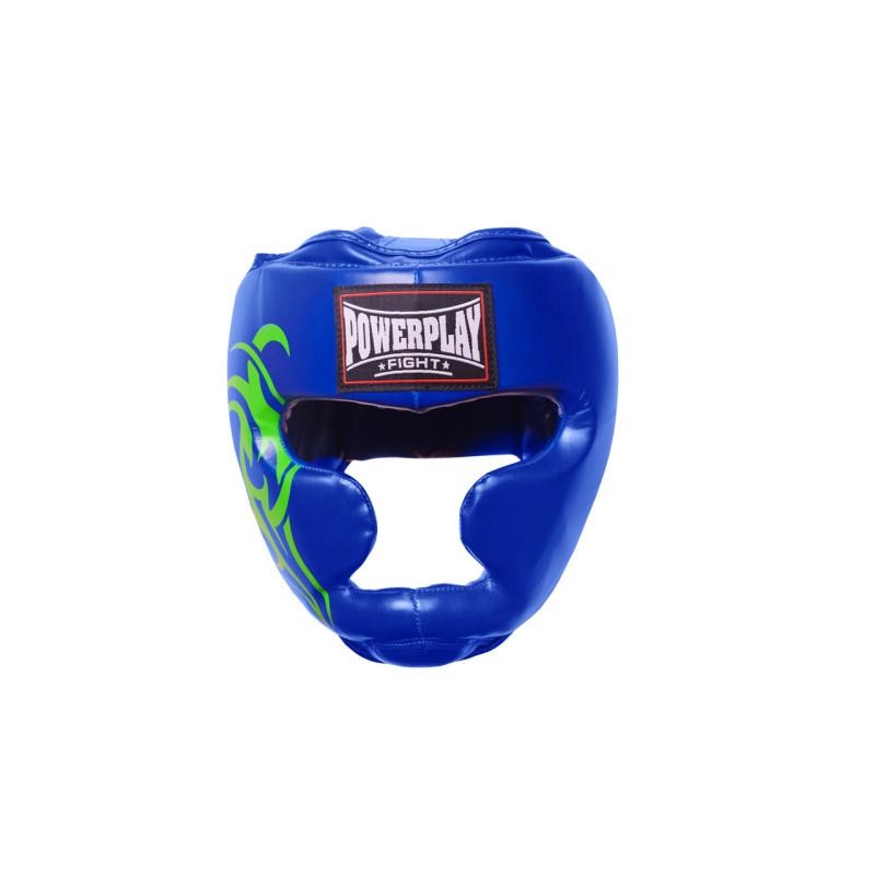 Боксерський шолом тренувальний PowerPlay 3043, Розмір L, Тип: закритий, PU-шкіра, Синій