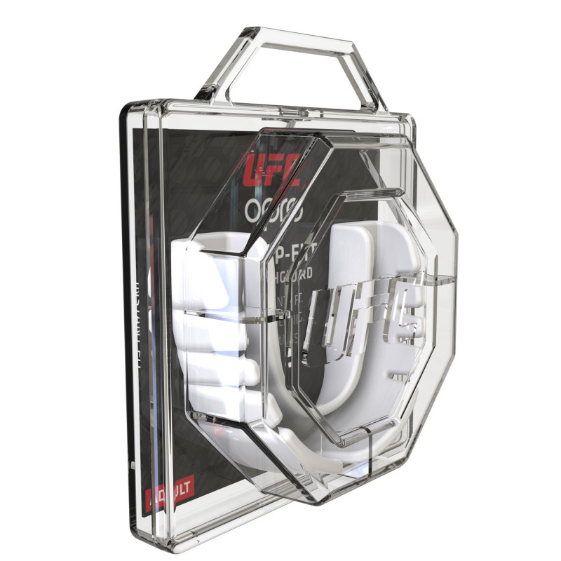 Капа боксерська OPRO Junior Snap-Fit UFC Hologram White, Дитяча (вік до 10 років), Посадка: миттєва (готова до використання), EVA-полімер, Білий