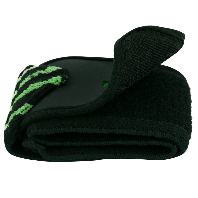 Бинты кистевые (для запястий) PowerPlay 3081 Gym WristT Wraps, Длина 45 см, Хлопок, PU, Спандекс, Черно-зеленый