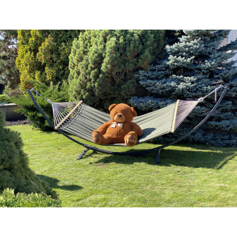 Монотонний гамак з планкою WISH зелений двомісний XXL 200х150 WCG