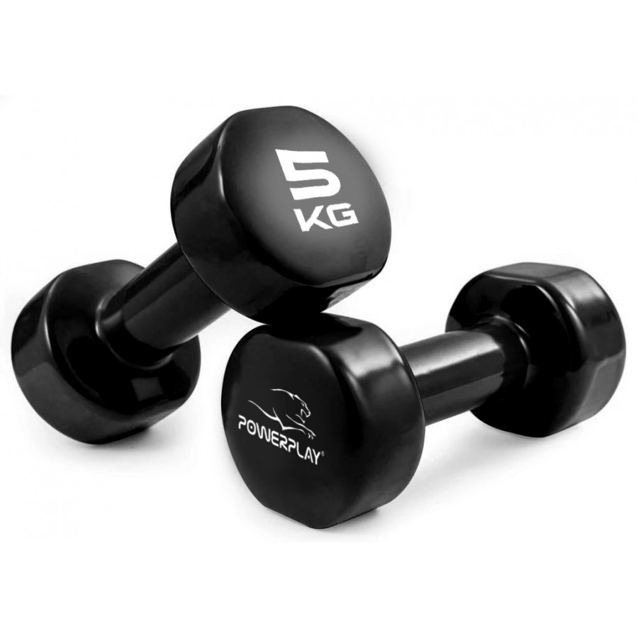 Гантелі вінілові PowerPlay 4125 Achilles 2*5 кг. Чорні (пара - 2шт.)