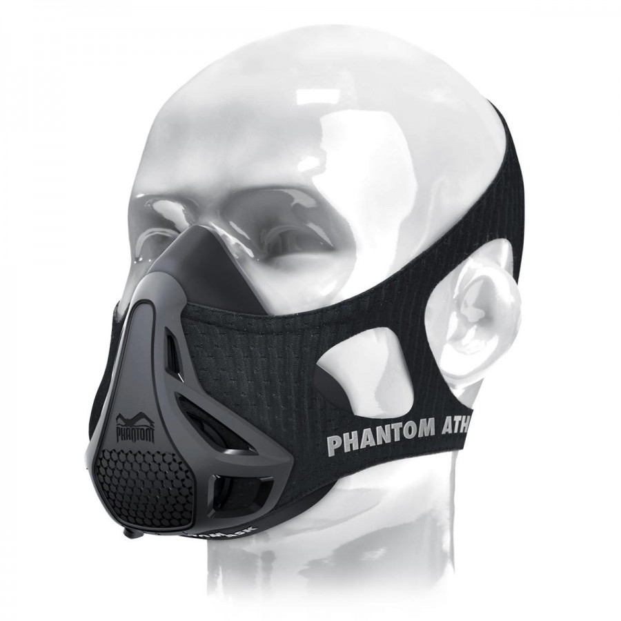 Маска для тренування дихання Phantom Training Mask Black, розмір M, медичний силікон, нейлоновий чохол, 4 рівні опору