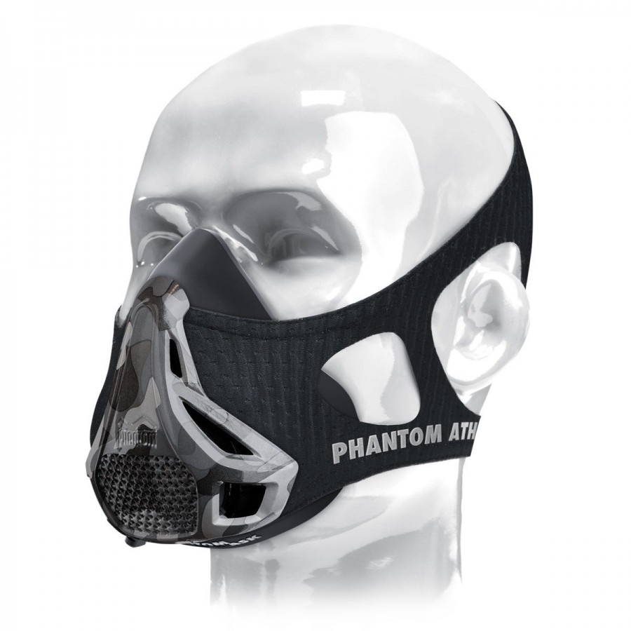 Маска для тренування дихання Phantom Training Mask Camo, розмір L, медичний силікон, нейлоновий чохол, 4 рівні опору