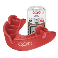 Капа боксерская OPRO Bronze Red, Взрослая (возраст 11+), Однослойная, Компрессионная клетка, Технология плавников, Красный