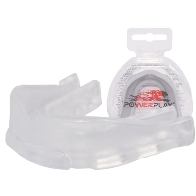 Капа боксерська PowerPlay 3306 JR зі смаком лимону, Дитяча (вік до 10 років), Посадка: кип'ятіння+прикус, Термопластик, Прозорий