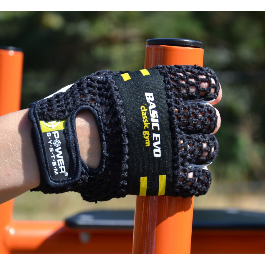 Рукавички для фітнесу Power System PS-2100 Basic EVO Black/Yellow Line L