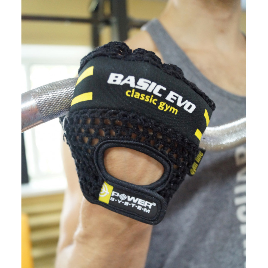 Рукавички для фітнесу Power System PS-2100 Basic EVO Black/Yellow Line L