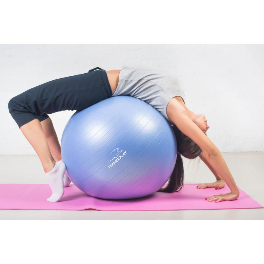 М'яч для фітнесу (фітбол) PowerPlay 4001 Ø65 cm Gymball Синій + помпа