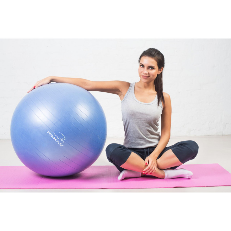 М'яч для фітнесу (фітбол) PowerPlay 4001 Ø65 cm Gymball Синій + помпа