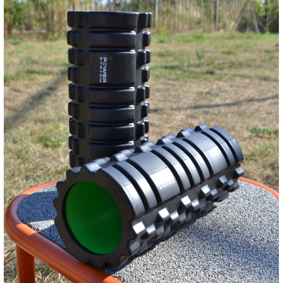 Масажний ролик (роллер) Power System PS-4050 Fitness Foam Roller Black/Green (33x15см.)