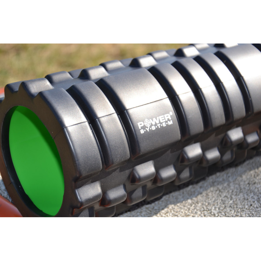 Масажний ролик (роллер) Power System PS-4050 Fitness Foam Roller Black/Green (33x15см.)