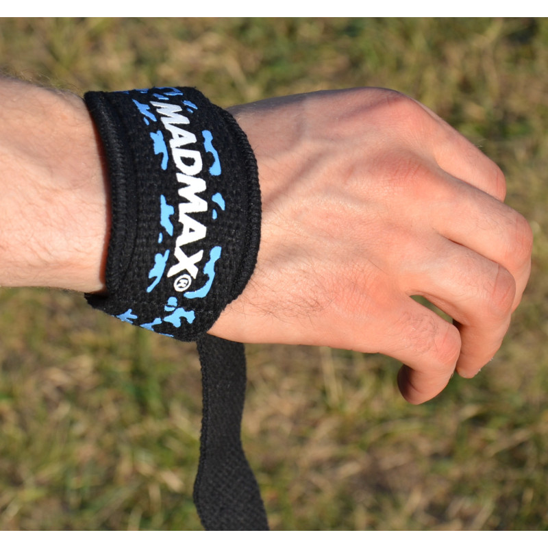 Лямки для тяги MadMax Camo Power Wrist Straps Camo/Light Blue