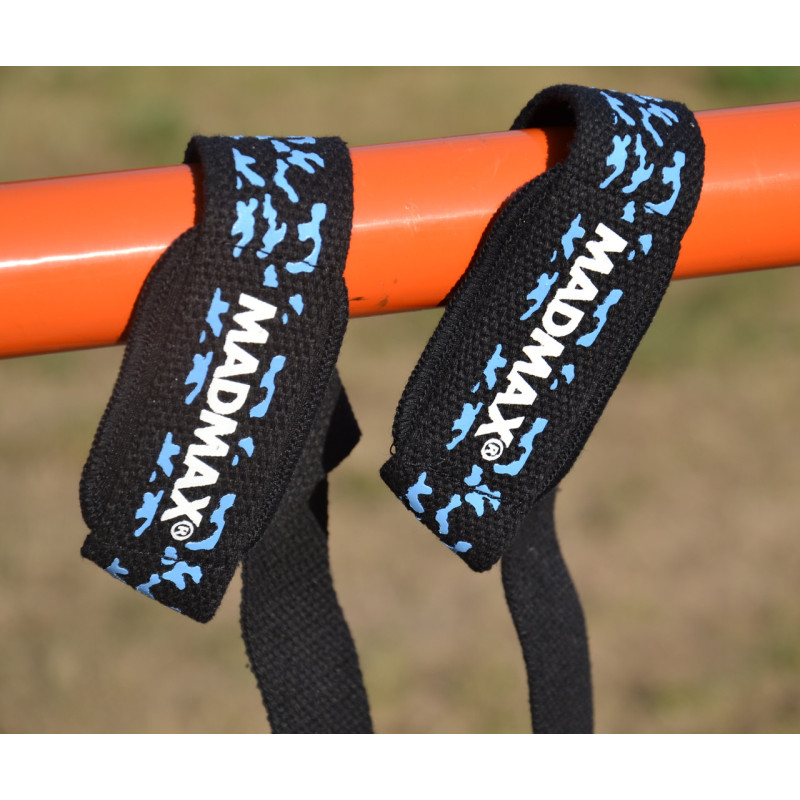 Лямки для тяги MadMax Camo Power Wrist Straps Camo/Light Blue