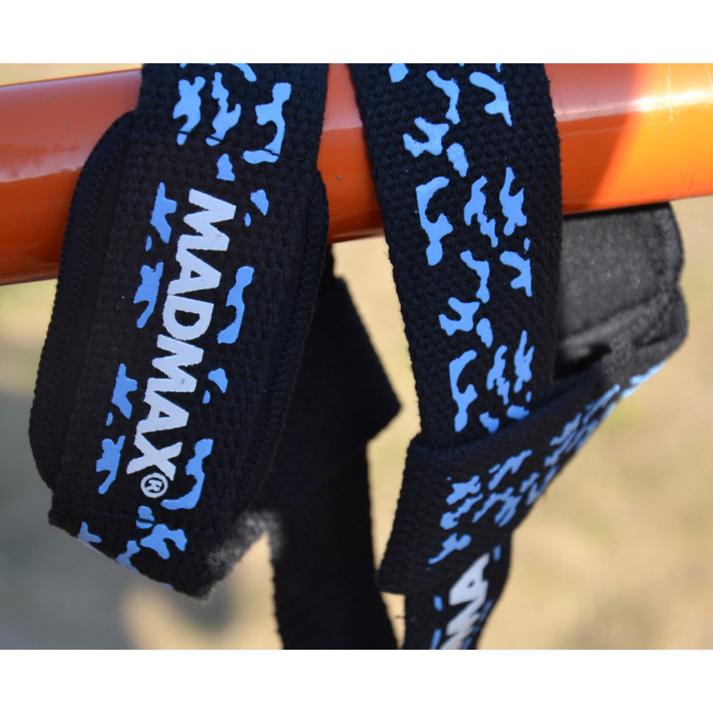 Лямки для тяги MadMax Camo Power Wrist Straps Camo/Light Blue