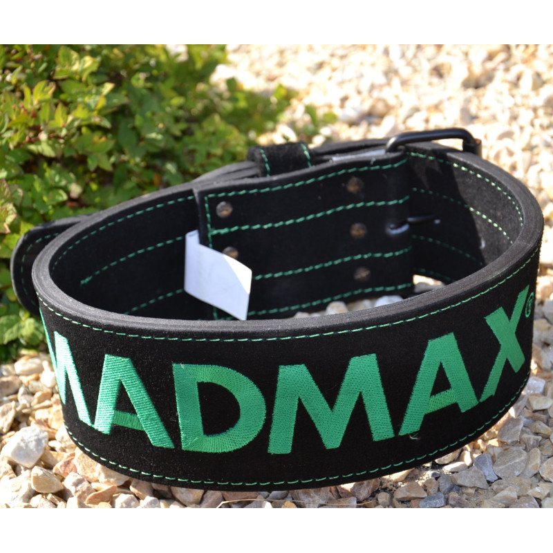Пояс для важкої атлетики MadMax MFB-301 Suede Single Prong шкіряний Black/Green L