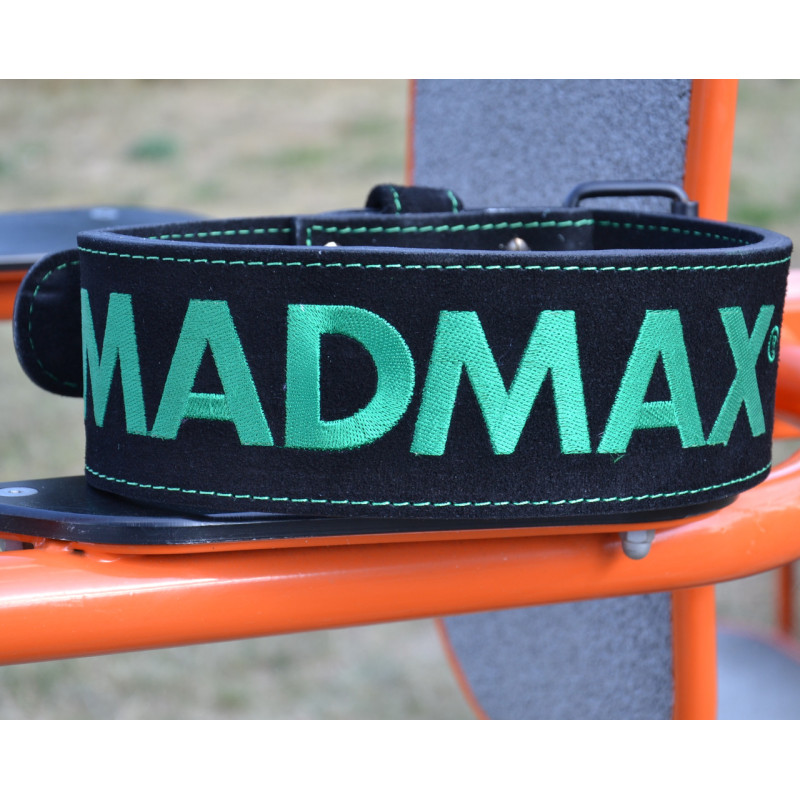 Пояс для важкої атлетики MadMax MFB-301 Suede Single Prong шкіряний Black/Green L