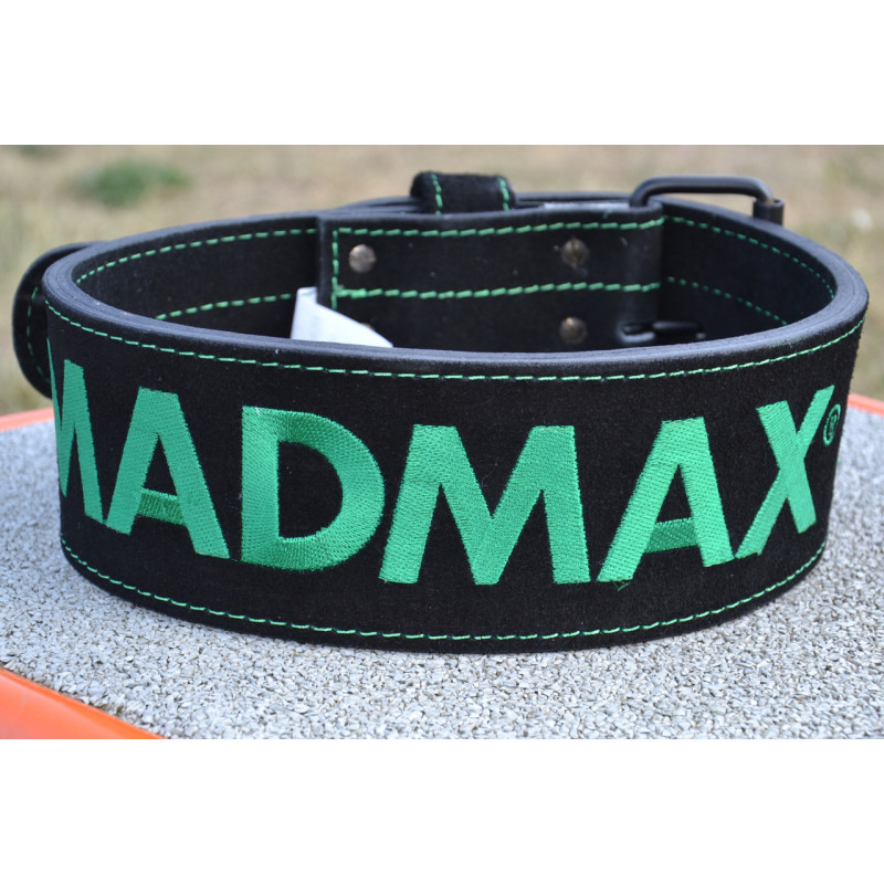 Пояс для важкої атлетики MadMax MFB-301 Suede Single Prong шкіряний Black/Green L