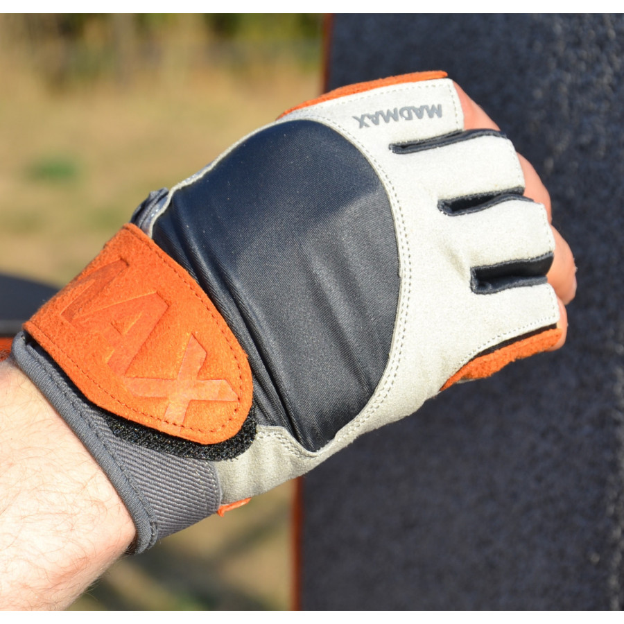 Рукавички для фітнесу MadMax MFG-850 Crazy Grey/Orange L