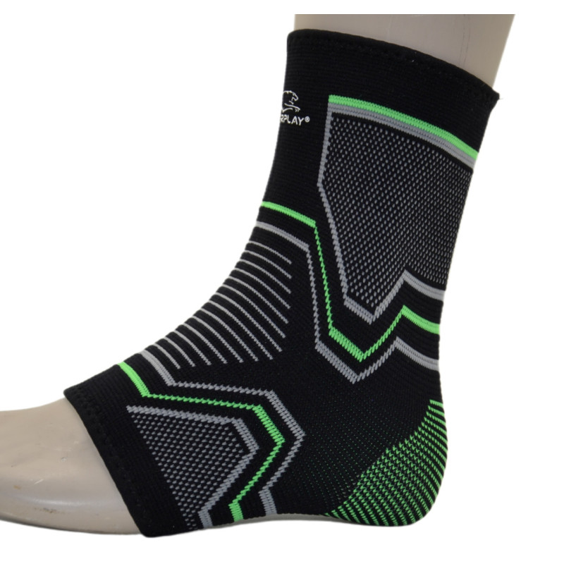 Бандажи на голеностоп PowerPlay 4100, Размер L/XL, Хлопок, Эластан, Черные (пара) 