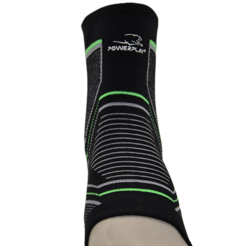 Бандажи на голеностоп PowerPlay 4100, Размер L/XL, Хлопок, Эластан, Черные (пара) 