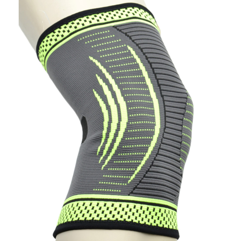 Компрессионный коленный бандаж MadMax MFA-284 3D Compressive knee support Dark grey/Neon green (1шт.), Размер L