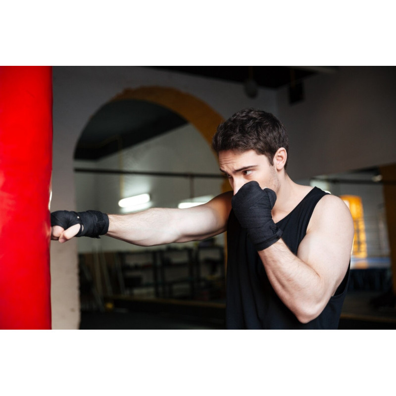 Бинты для бокса PowerPlay 3047 Lycra, Комплект: 2 штуки+чехол, Длина 4,5 м, Эластичные, Лайкра (спандекс), Черный