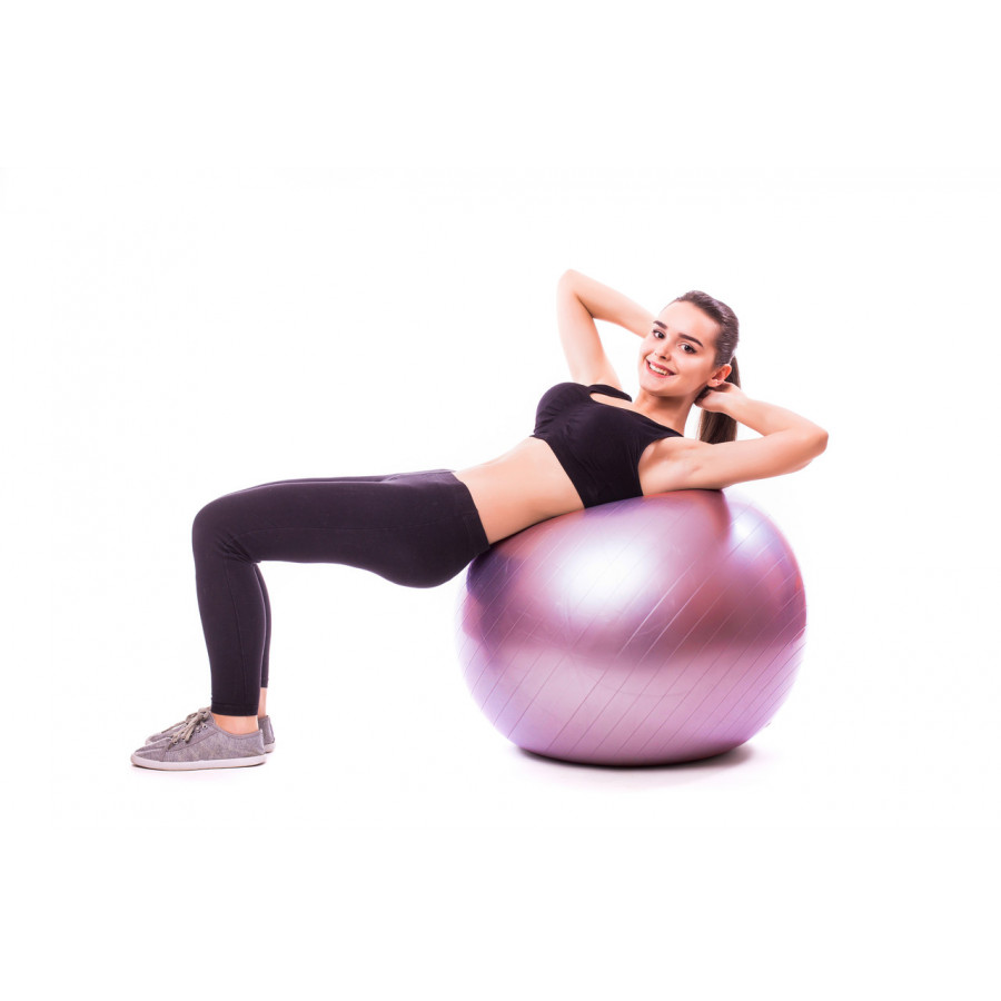 М'яч для фітнесу (фітбол) PowerPlay 4001 Ø65 cm Gymball Ліловий + помпа