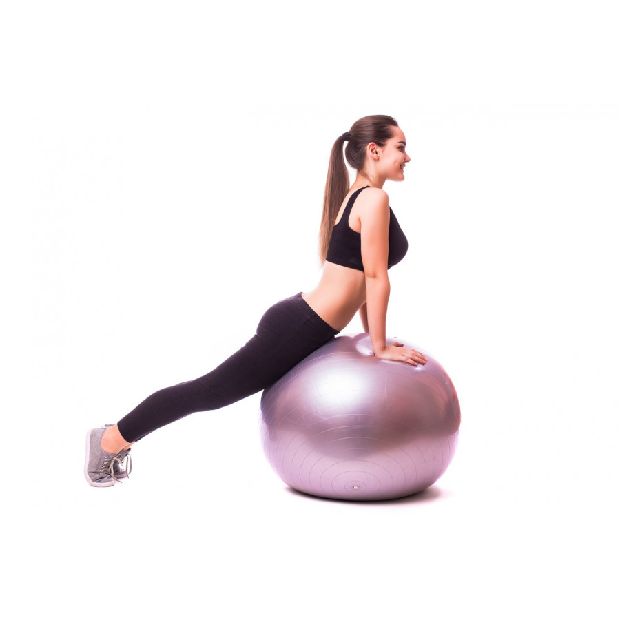 М'яч для фітнесу (фітбол) PowerPlay 4001 Ø65 cm Gymball Ліловий + помпа