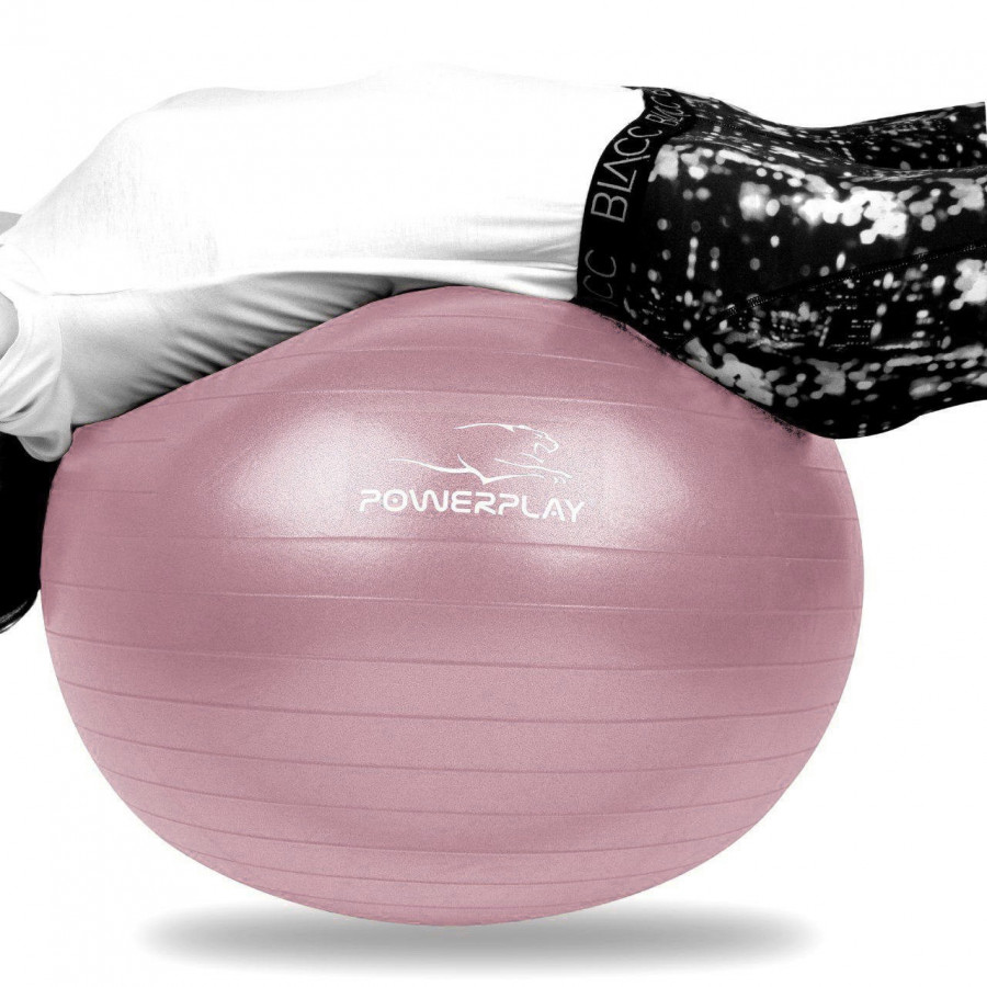 М'яч для фітнесу (фітбол) PowerPlay 4001 Ø65 cm Gymball Ліловий + помпа