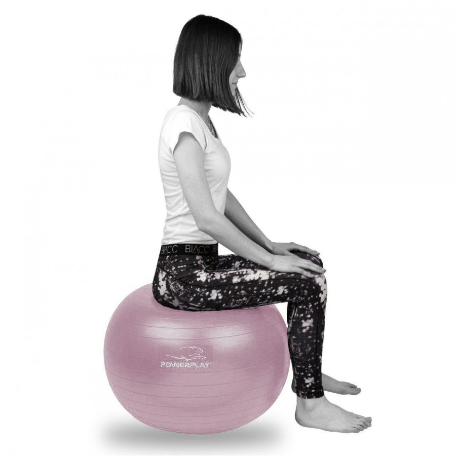 М'яч для фітнесу (фітбол) PowerPlay 4001 Ø65 cm Gymball Ліловий + помпа