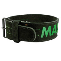 Пояс для важкої атлетики MadMax MFB-301 Suede Single Prong шкіряний Black/Green L