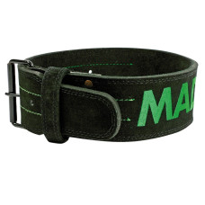 Пояс для важкої атлетики MadMax MFB-301 Suede Single Prong шкіряний Black/Green L