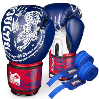 Перчатки для бокса Phantom Muay Thai Blue 12 унций (бинты )