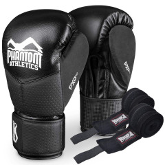 Боксерские перчатки Phantom RIOT Pro Black 16 унций (бинты )
