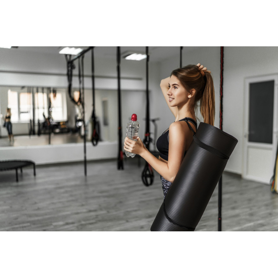 Килимок для йоги та фітнесу Power System PS-4017 NBR Fitness Yoga Mat Plus Black (180х61х1)