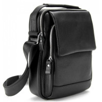 Мужская сумка из натуральной кожи Tiding Bag черная