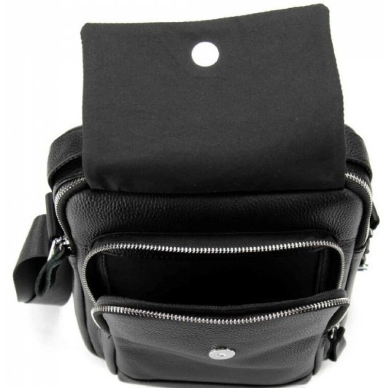 Мужская сумка из натуральной кожи Tiding Bag черная
