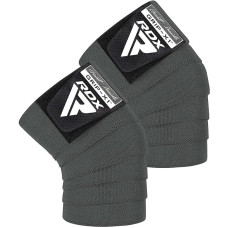 Бинти на коліна RDX K1 GYM Knee Wraps Grey, Довжина 2 м, Бавовна, Поліестер, Сірий