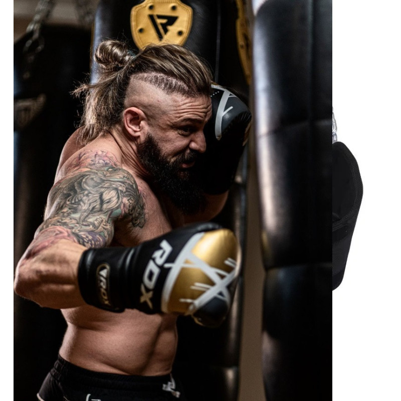 Боксерські рукавиці RDX F7 Ego Black Golden 14 унцій 