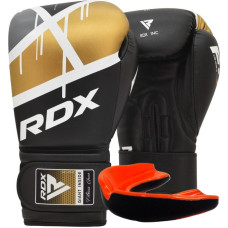 Боксерські рукавиці RDX F7 Ego, 14 унцій, шкіра Maya Hide™, система вентиляції SPP™, чорний, капа в комплекті