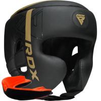 Боксерский шлем RDX F6 KARA Matte Golden M (капа в комплекте)