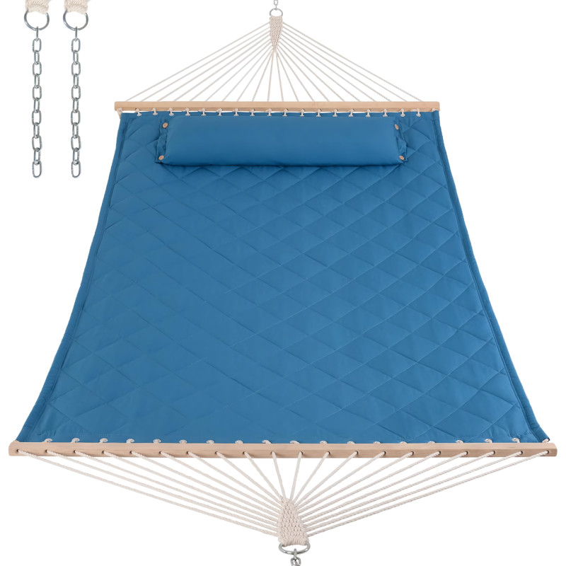 Стійка для гамака 50х50 + Двомісний гамак SOFT блакитний XXL 200x140 з планками