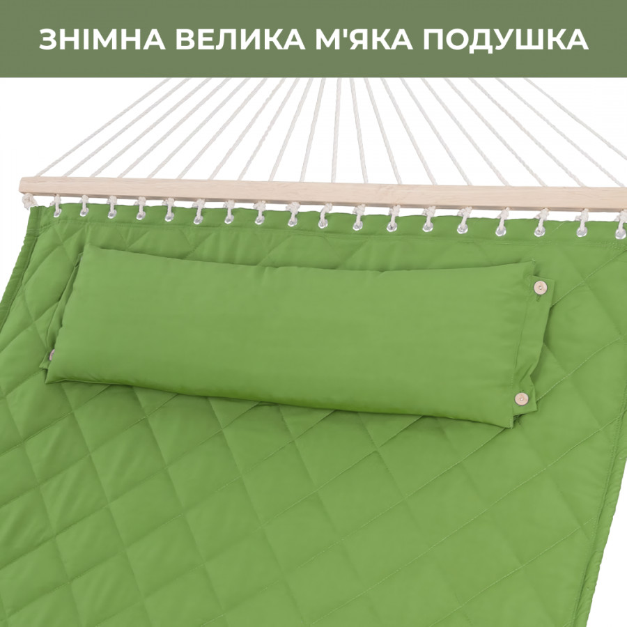 Двухместный гамак SOFT зеленый XXL 200x140 с планками WCG