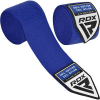 Бинты для бокса RDX WX Professional Boxing Hand Wraps Blue, Комплектация: пара (2 бинта), Длина 4,5 м, Эластичные, Хлопок, Нейлон, Синий