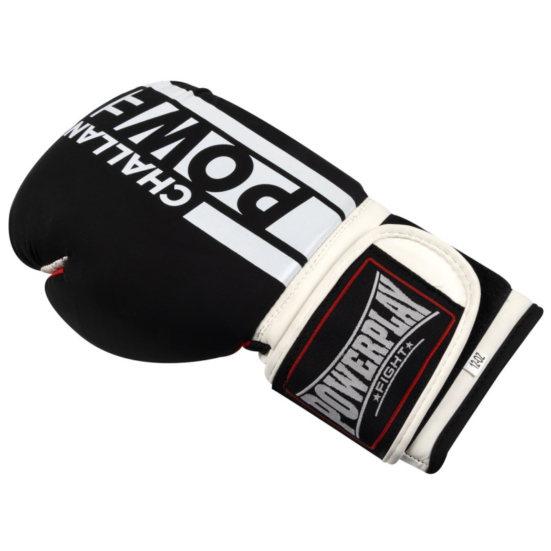 Боксерские перчатки PowerPlay 3086 Matt Challenger Черно-Белые 10 унций