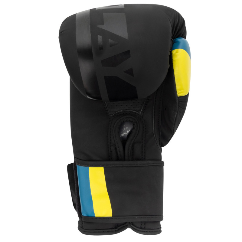 Боксерські рукавиці PowerPlay 3021 Ukraine, 16 унцій, Поліуретан (еко-шкіра), Чорний